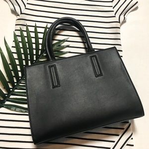 Black Faux Leather Cross Body Bag